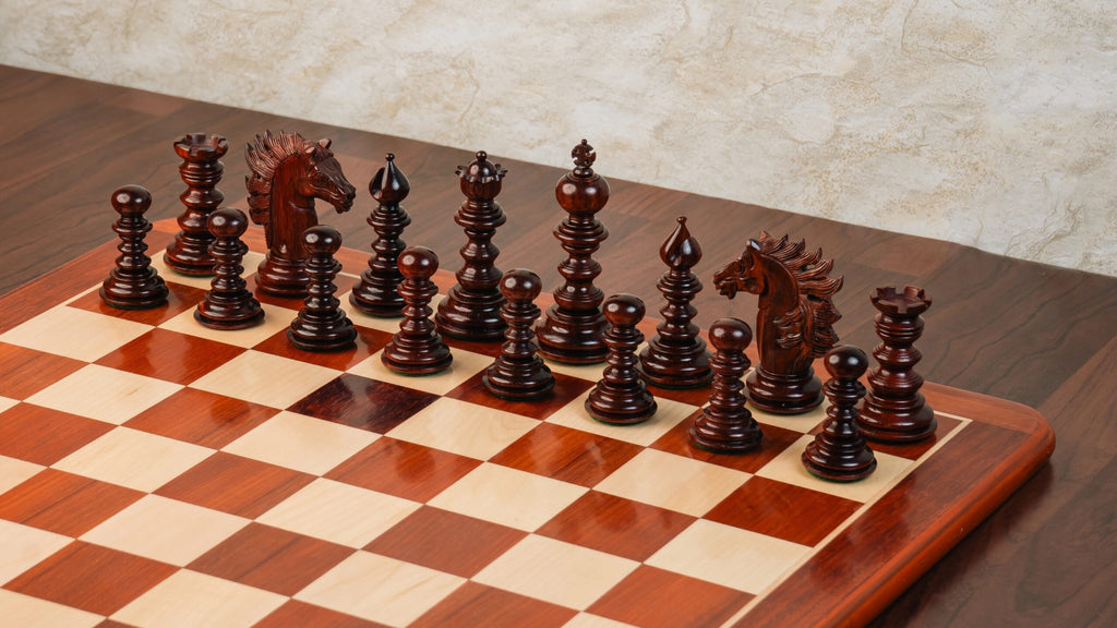 4.4” ARTHUR KNIGHT LUXURY STAUNTON CHESS PIECES WITH 21” PADAUK WOOD CHESSBOARD & STORAGE BOX