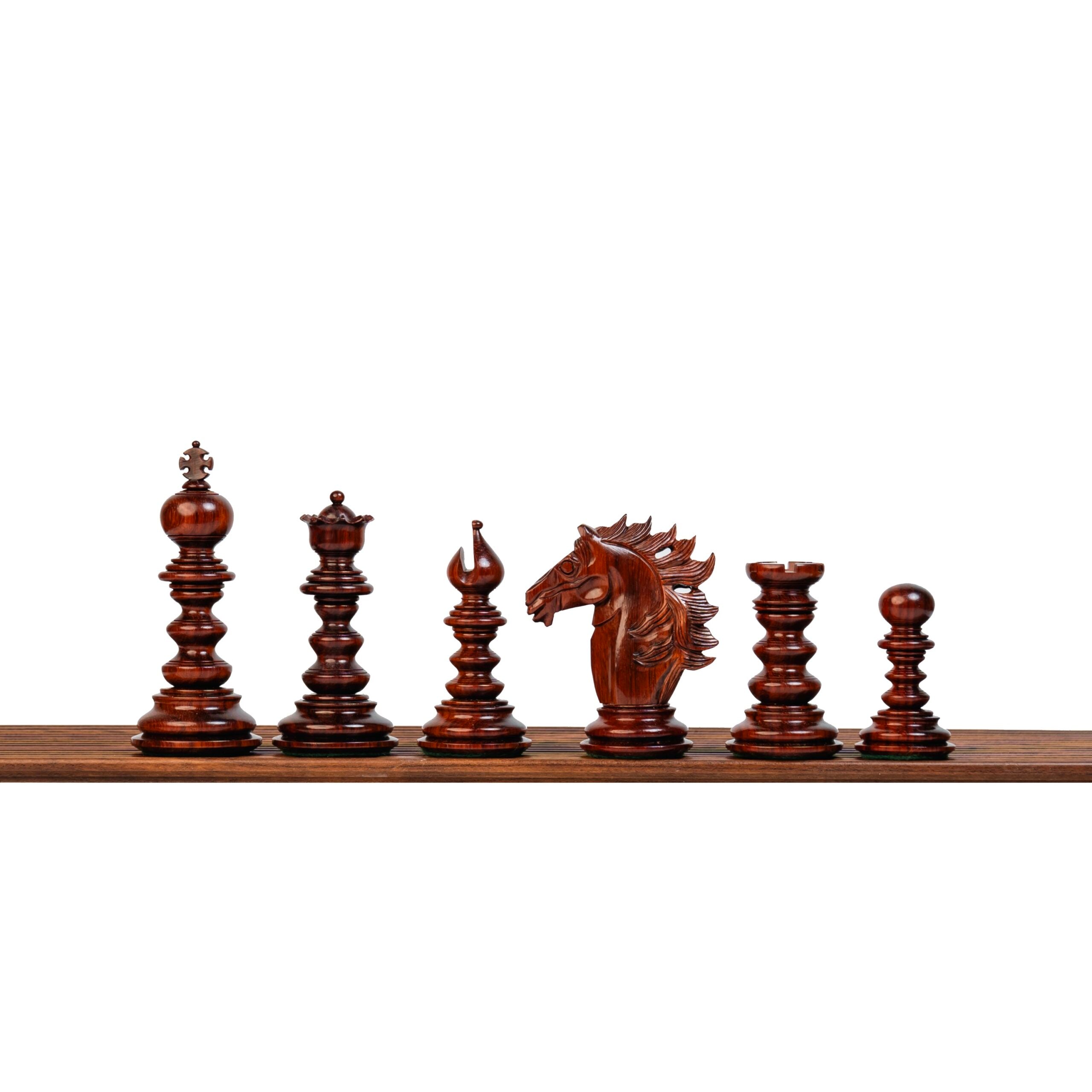 4.4” ARTHUR KNIGHT LUXURY STAUNTON CHESS PIECES WITH 21” PADAUK WOOD CHESSBOARD & STORAGE BOX