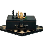 4.5” NAPOLEON LUXURY EBONY WOOD STAUNTON TRIPLE WEIGHTED CHESS PIECES, 21” EBONY WOOD CHESSBOARD & BOX