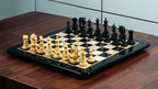 4.3” ELEGANT BRIDLE KNIGHT LUXURY STAUNTON EBONY TRIPLE WEIGHTED CHESS PIECES WITH EBONY CHESSBOARD & STORAGE BOX