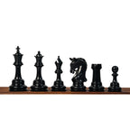 4.3” ELEGANT BRIDLE KNIGHT LUXURY STAUNTON EBONY TRIPLE WEIGHTED CHESS PIECES WITH EBONY CHESSBOARD & STORAGE BOX