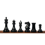 4" FIERCE KNIGHT STAUNTON EBONY TRIPLE WEIGHTED CHESS PIECES WITH 21" EBONY CHESSBOARD & STORAGE BOX