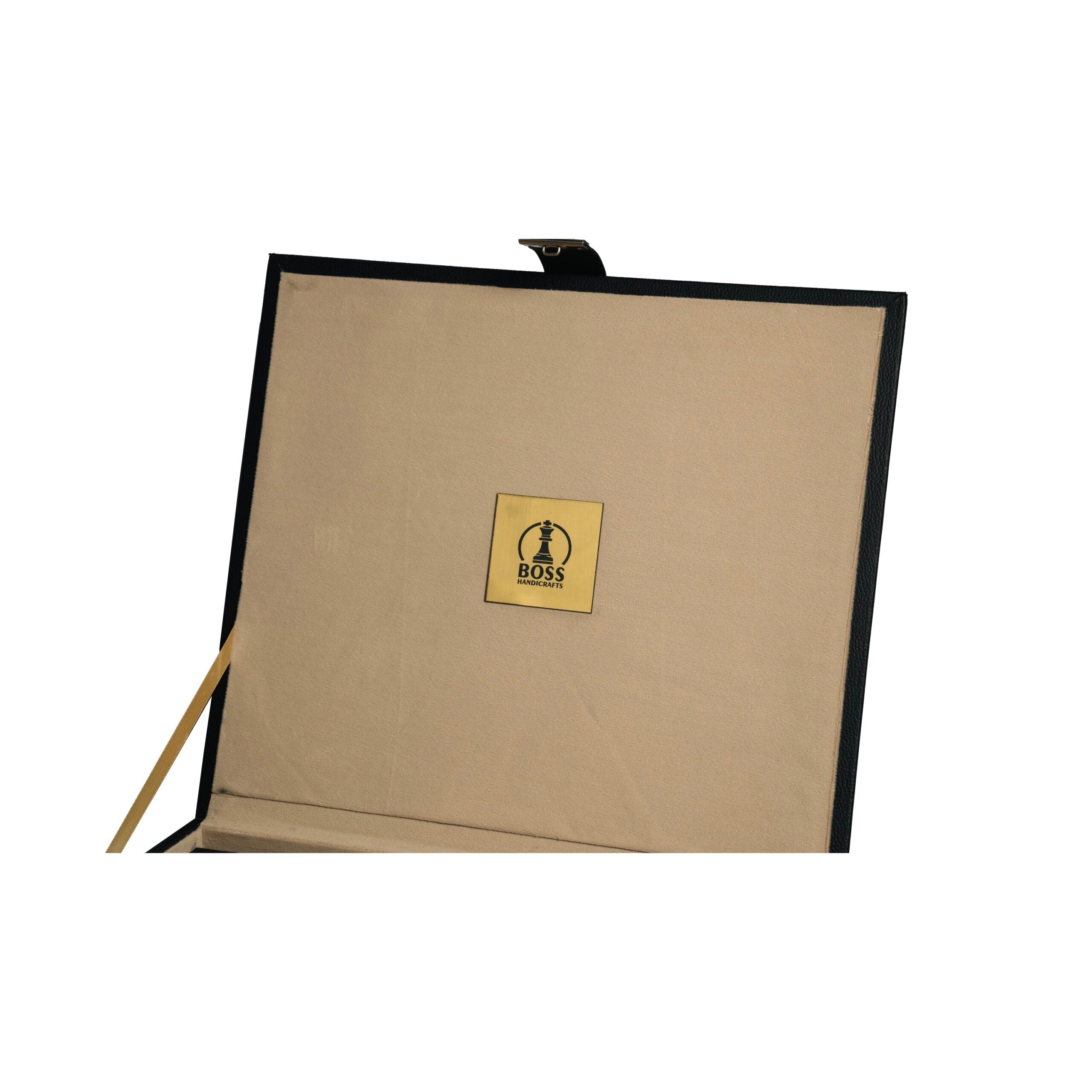 LEATHERETTE COFFER LUXURY STORAGE BOX FOR CHESS PIECES UPTO 4.6”