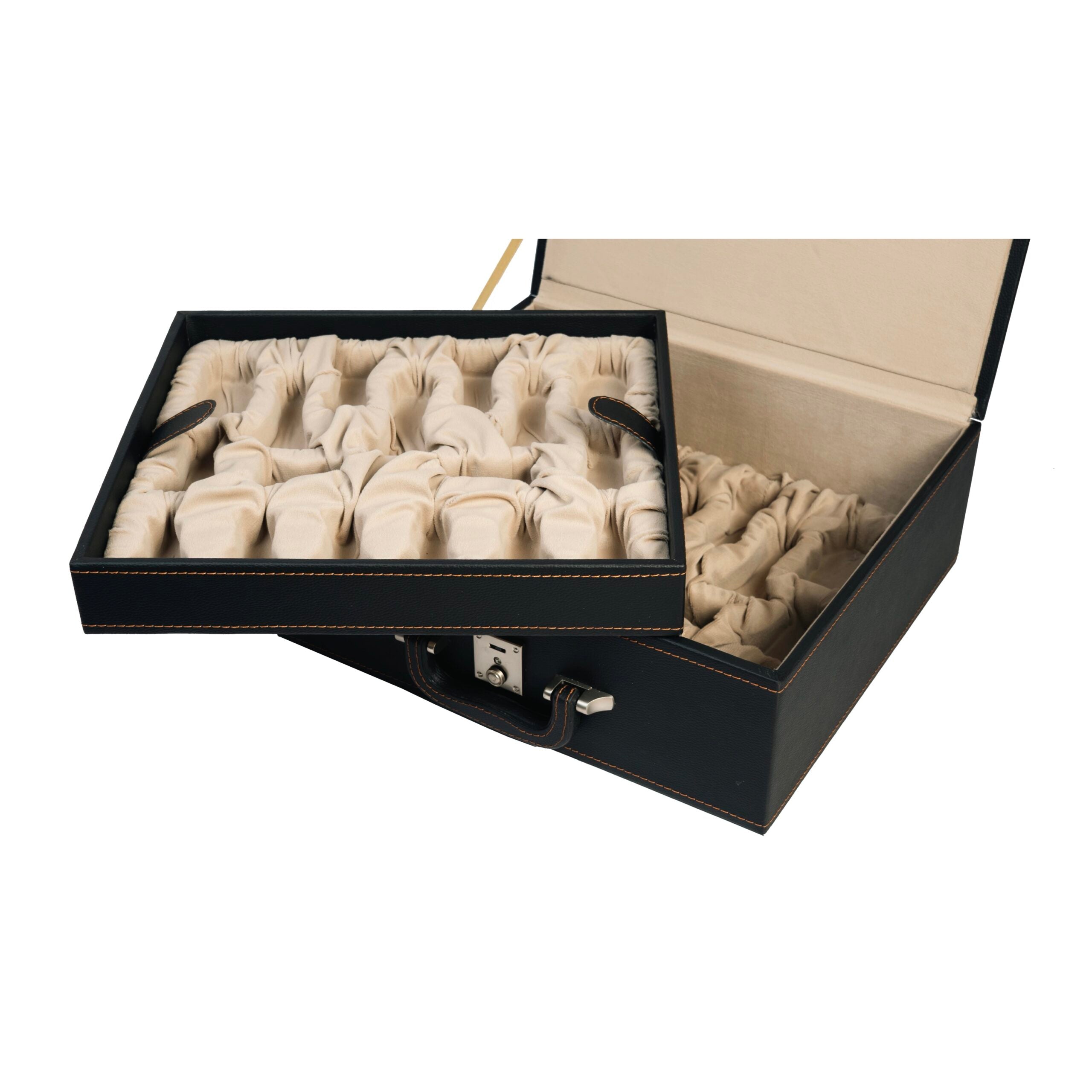 LEATHERETTE COFFER LUXURY STORAGE BOX FOR CHESS PIECES UPTO 4.2”