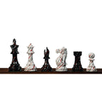 4.1” PAINTED ROYAL KNIGHT STAUNTON TRIPLE WEIGHTED CHESS PIECES, 21” EBONY BOARD & BOX