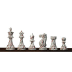 4.1” PAINTED ROYAL KNIGHT STAUNTON TRIPLE WEIGHTED CHESS PIECES, 21” EBONY BOARD & BOX