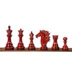 4.5” FLARE KNIGHT LUXURY STAUNTON PADAUK TRIPLE WEIGHTED CHESS PIECES WITH 21”  PADAUK CHESSBOARD & STORAGE BOX