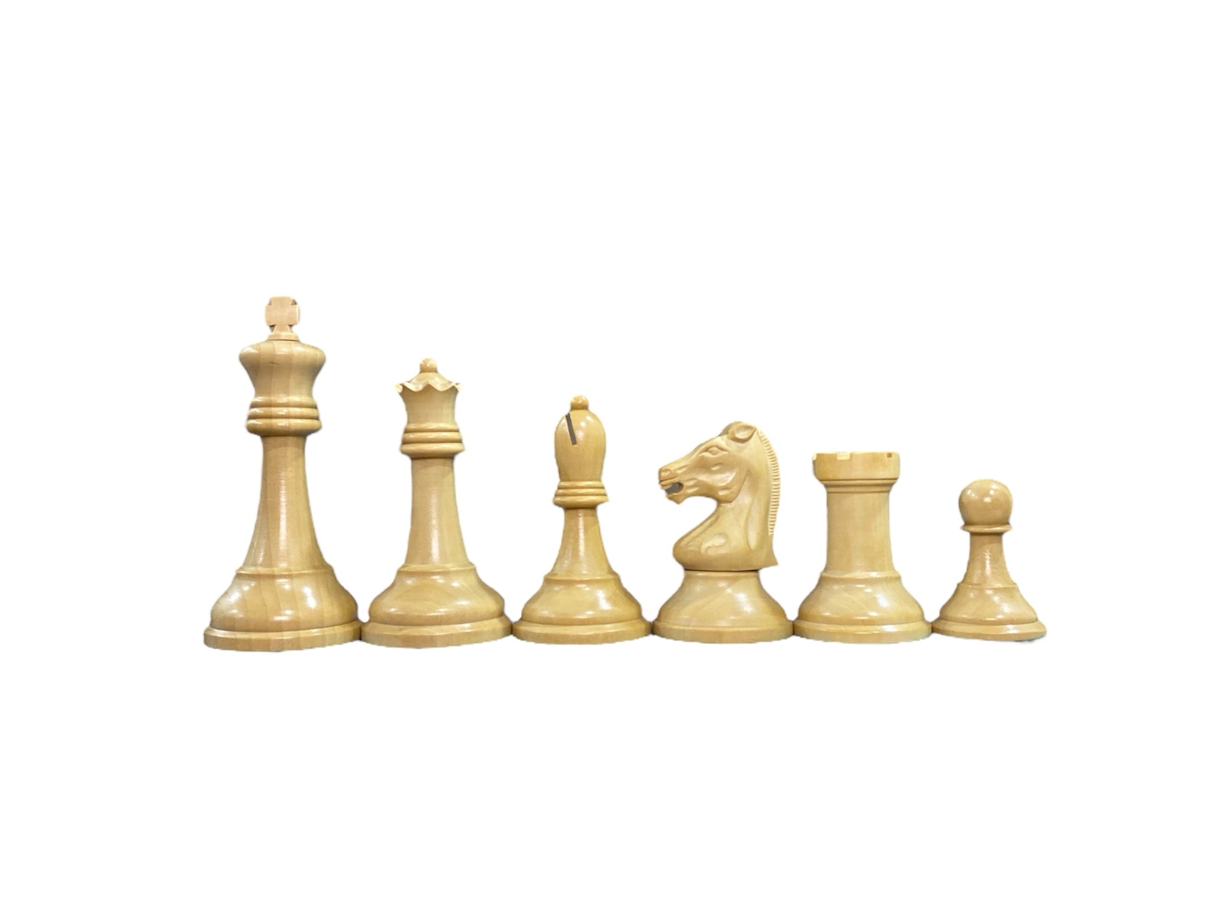 3.75” REPRODUCTION OF DRUEKE PLAYER CHOICE ROSEWOOD CHESS PIECES, 21” GOLDEN ROSEWOOD BOARD AND CHESS BOX