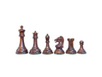 3.75” REPRODUCTION OF DRUEKE PLAYER CHOICE ROSEWOOD CHESS PIECES, 21” GOLDEN ROSEWOOD BOARD AND CHESS BOX