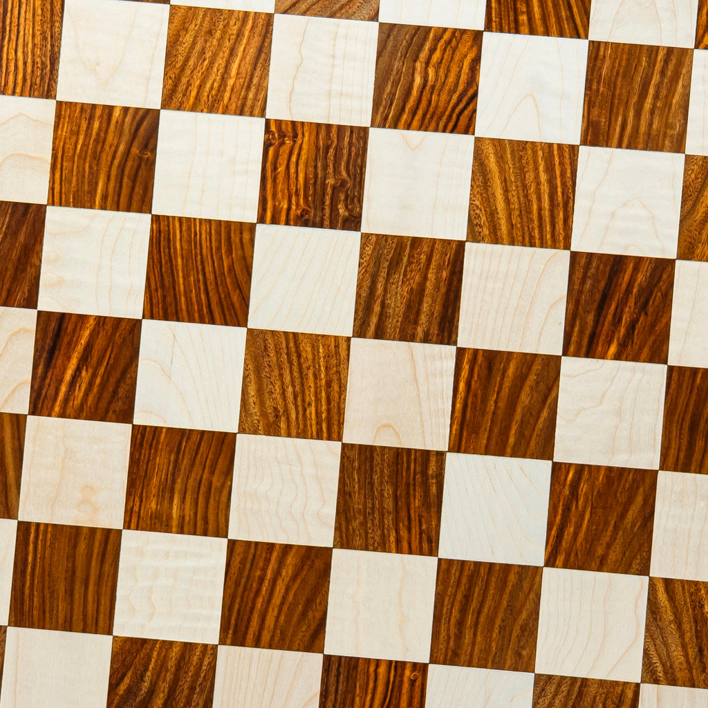 19” GOLDEN ROSEWOOD & MAPLE WOOD CHESSBOARD WITH NOTATION - 50mm squares