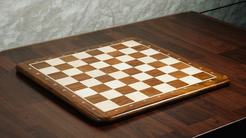 16” GOLDEN ROSEWOOD CHESSBOARD WITH NOTATION 45mm SQUARE