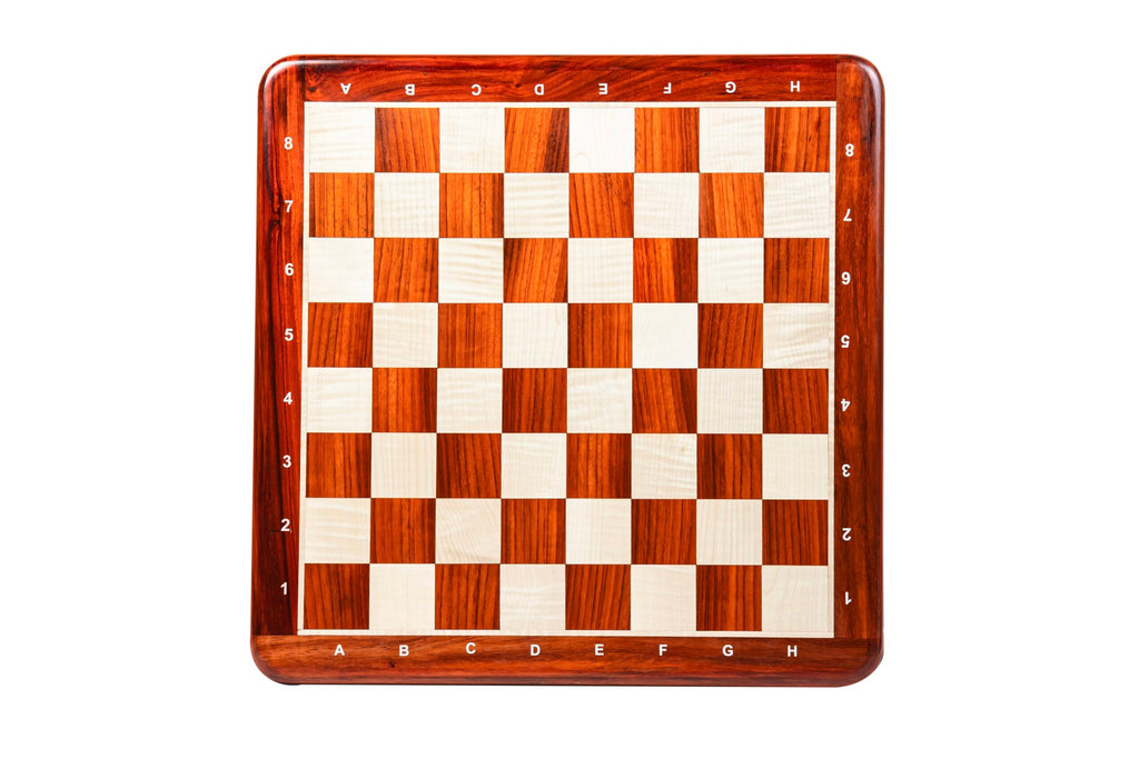 21” PADAUK (BUD) & MAPLE WOOD CHESSBOARD WITH NOTATION  - 55 mm SQUARE