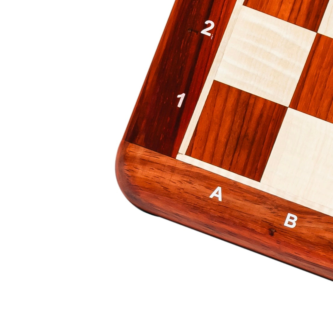 21” PADAUK (BUD) & MAPLE WOOD CHESSBOARD WITH NOTATION  - 55 mm SQUARE