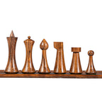 4” HERMAN OHME MINIMALIST WEIGHTED CHESS PIECES, 16” BORDERLESS WOODEN CHESSBOARD & STORAGE BOX