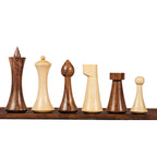 4” HERMAN OHME MINIMALIST WEIGHTED CHESS PIECES, 16” BORDERLESS WOODEN CHESSBOARD & STORAGE BOX
