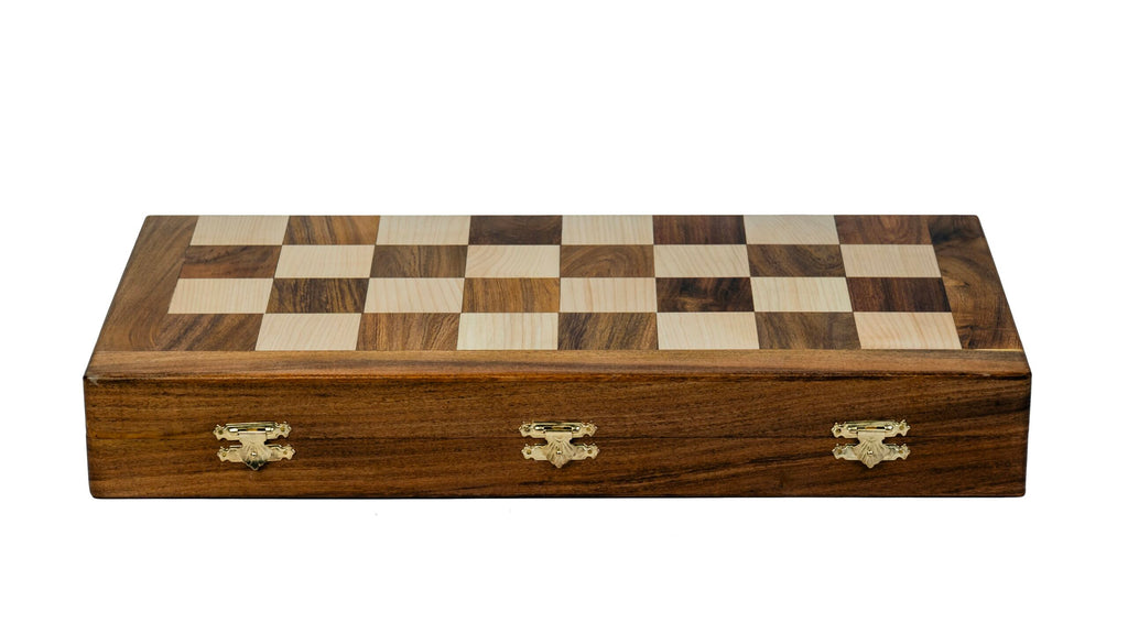3.75” GERMAN KNIGHT STAUNTON CHESS PIECES WITH 20” FOLDING STORAGE CHESSBOARD - 55mm Square