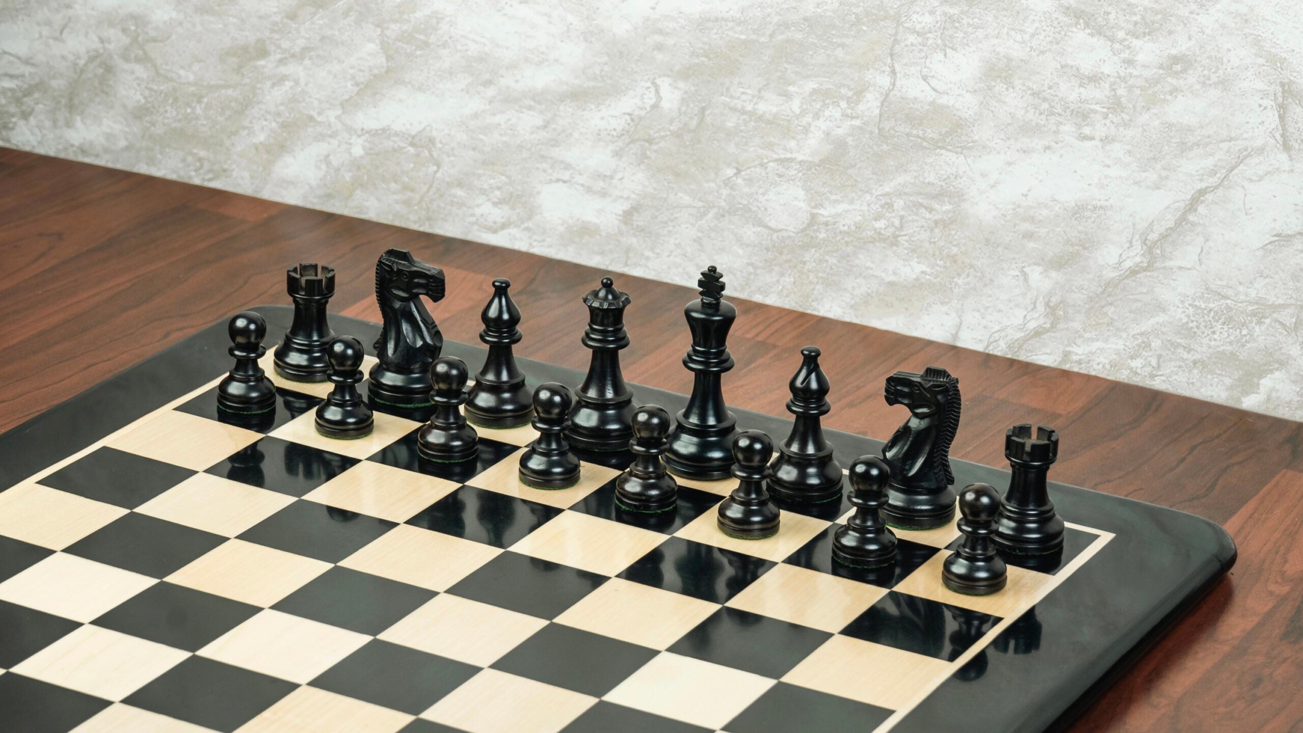 3.9” REYKJAVIK STAUNTON EBONISED WEIGHTED CHESS PIECES
