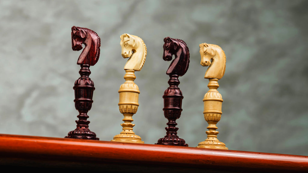 5.6” PREMIUM FLOWER PADAUK WOOD CHESS PIECES & 21” PADAUK WOOD CHESSBOARD