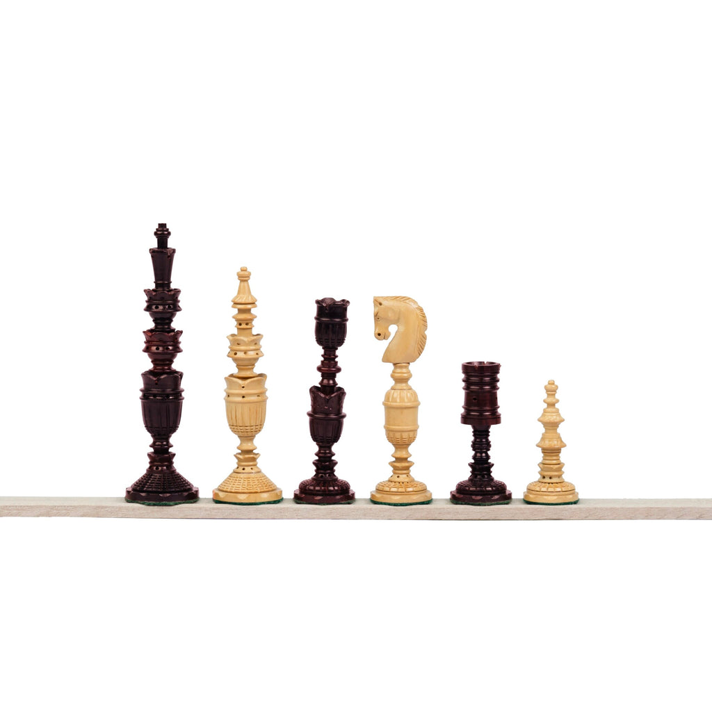 5.6” PREMIUM FLOWER PADAUK WOOD CHESS PIECES & 21” PADAUK WOOD CHESSBOARD