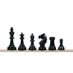 3.9” REPRODUCED BOHEMIAN EBONISED TRIPLE WEIGHTED CHESS PIECES, 21” EBONY CHESSBOARD & STORAGE BOX