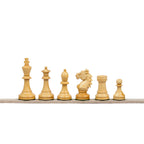3.9” REPRODUCED BOHEMIAN EBONISED TRIPLE WEIGHTED CHESS PIECES, 21” EBONY CHESSBOARD & STORAGE BOX