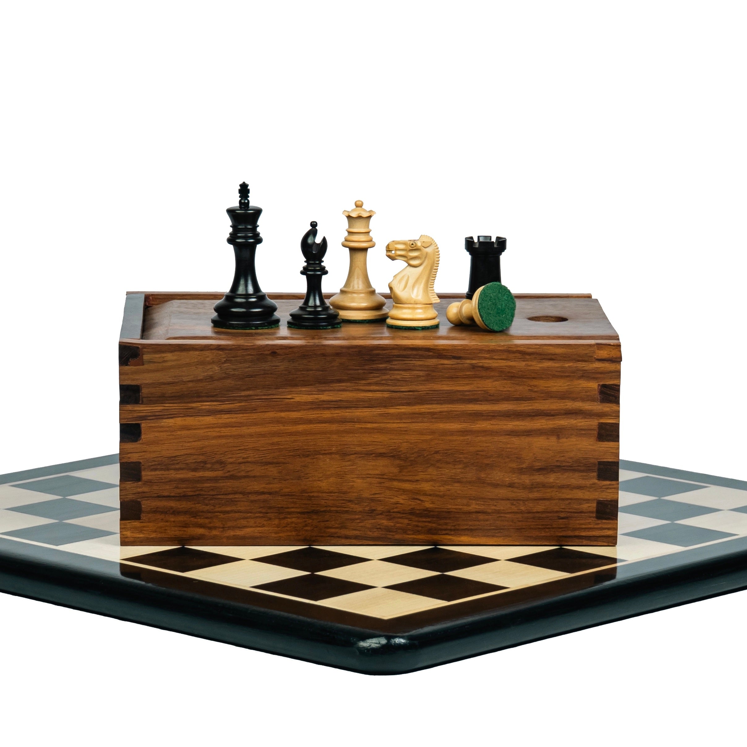 2.9” PRO STAUNTON EBONY WOOD WEIGHTED CHESS PIECES, 17” EBONY STYLE BOARD & BOX