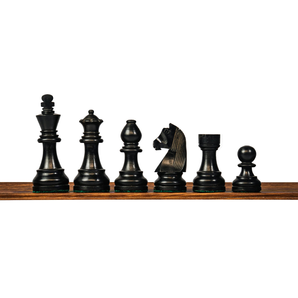 3.75” EBONISED GERMAN KNIGHT STAUNTON  WEIGHTED CHESS PIECES