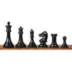 3.75” REPRODUCTION OF DRUEKE PLAYER CHOICE HEAVY WEIGHTED CHESS PIECES, 21” EBONY BOARD