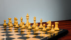3.75” REPRODUCTION OF DRUEKE PLAYER CHOICE HEAVY WEIGHTED CHESS PIECES, 21” EBONY BOARD