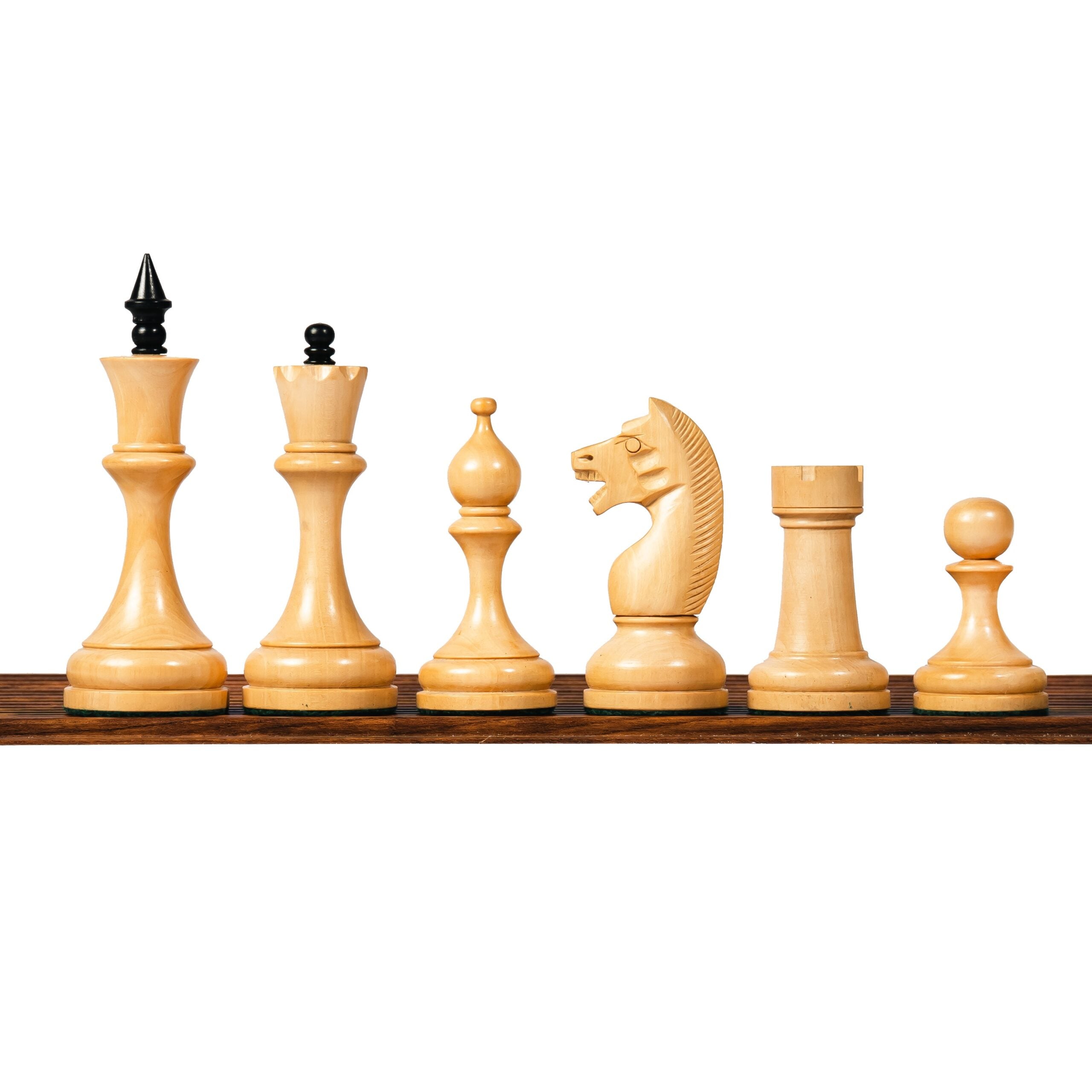 4.5” CIRCA 1960’s SOVIET RUSSIAN DOUBLE WEIGHTED EBONISED CHESS PIECES