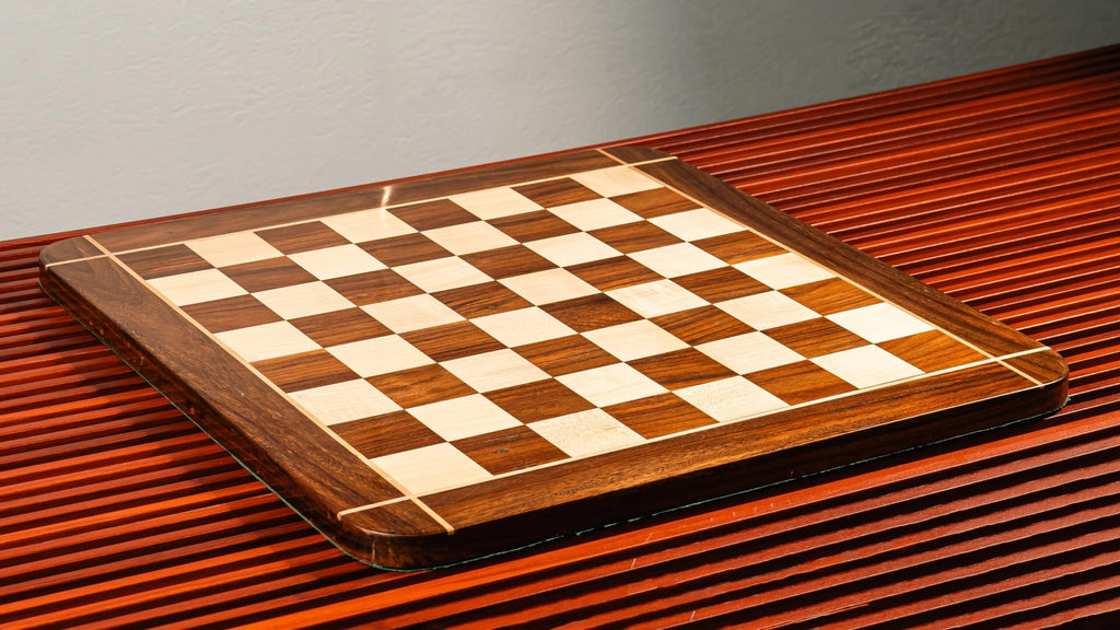 8” LOTUS CARVING WEIGHTED CHESS PIECES WITH 23” GOLDEN ROSEWOOD CHESS BOARD