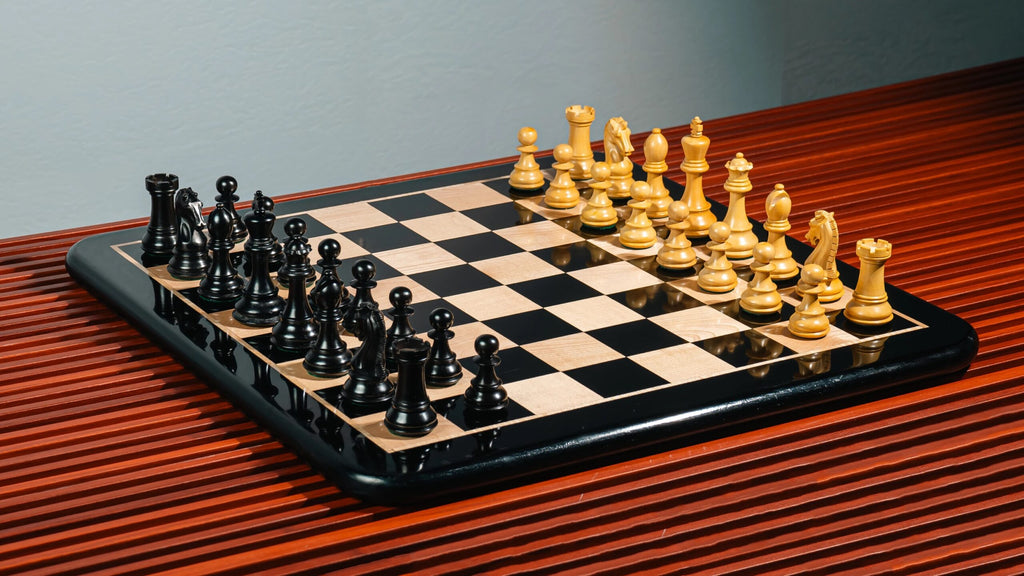 3.9” MOHAWK KNIGHT STAUNTON TRIPLE WEIGHTED EBONISED CHESS PIECES