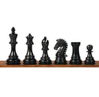 3.9” MOHAWK KNIGHT STAUNTON TRIPLE WEIGHTED EBONISED CHESS PIECES, 21” EBONY WOOD BOARD & BOX