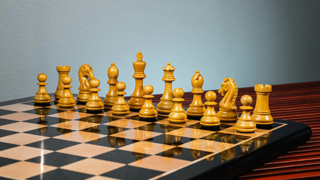 3.9” MOHAWK KNIGHT STAUNTON TRIPLE WEIGHTED EBONISED CHESS PIECES
