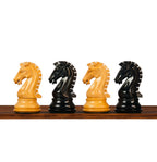 3.9” MOHAWK KNIGHT STAUNTON TRIPLE WEIGHTED EBONISED CHESS PIECES, 21” EBONY WOOD BOARD & BOX