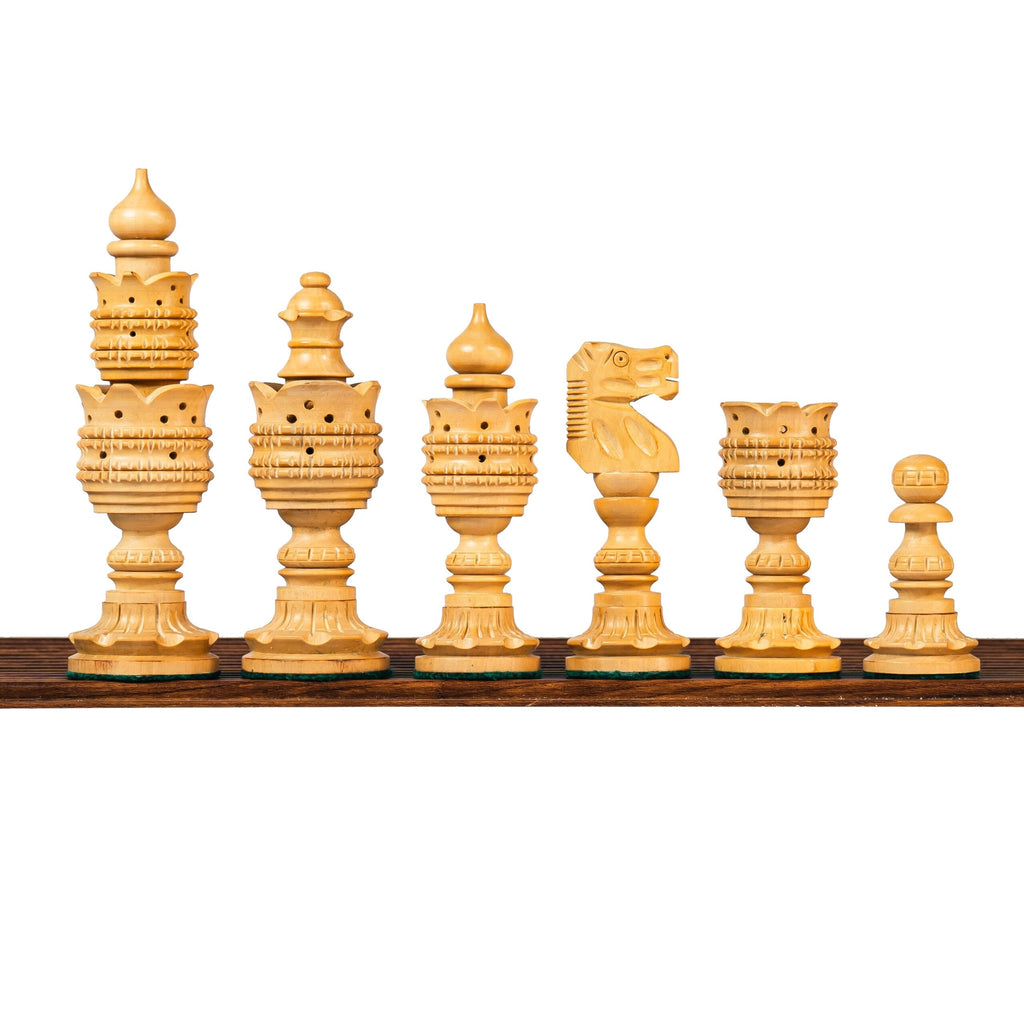 5” WEIGHTED LOTUS SERIES CHESS WITH 21” GOLDEN ROSEWOOD CHESS BOARD