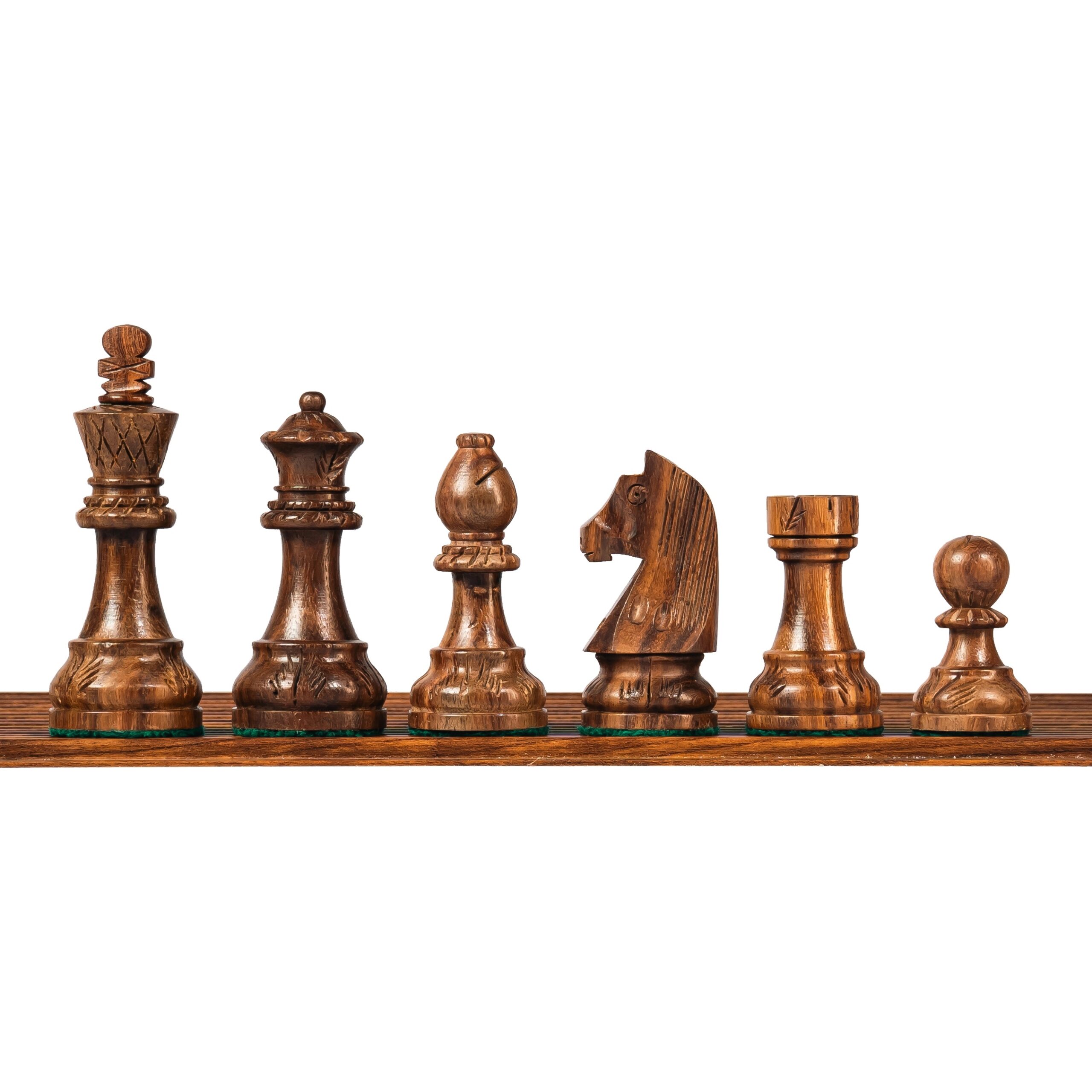 3.75” CARVED GERMAN KNIGHT STAUNTON CHESS PIECES WITH 20” FOLDING STORAGE CHESSBOARD & BAG