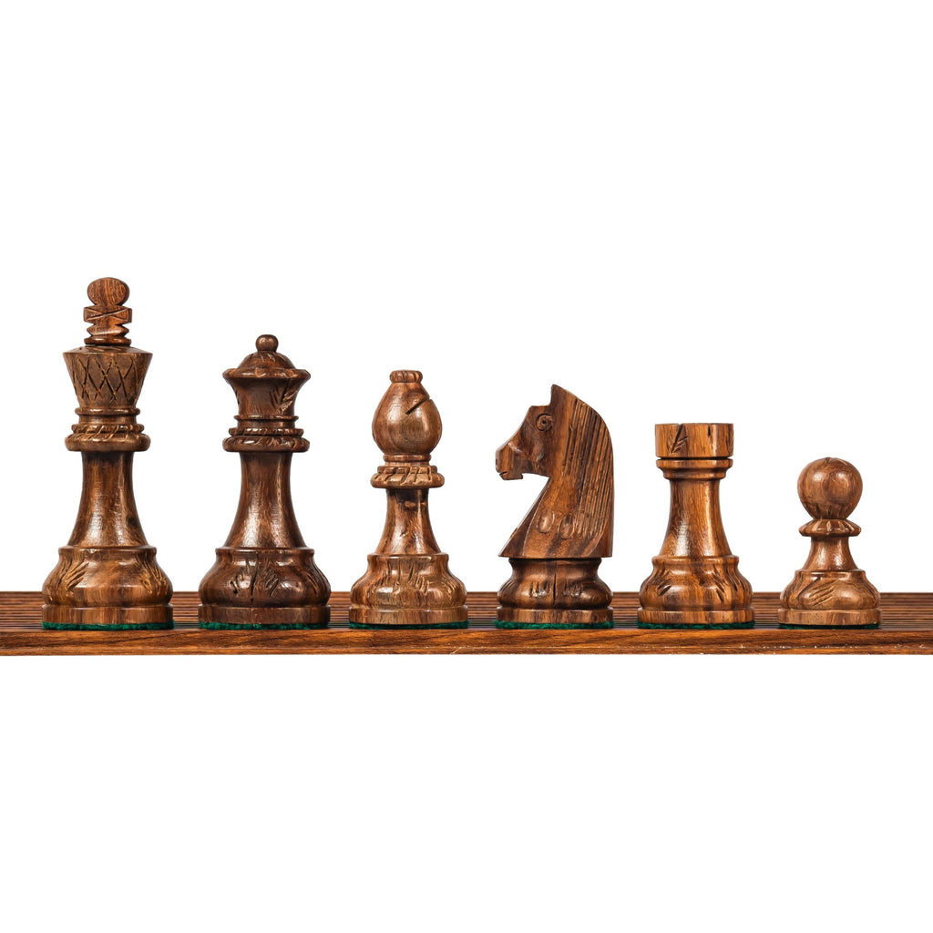 3.75” CARVED GERMAN KNIGHT STAUNTON CHESS PIECES WITH 20” FOLDING CHESSBOARD - 55mm Square