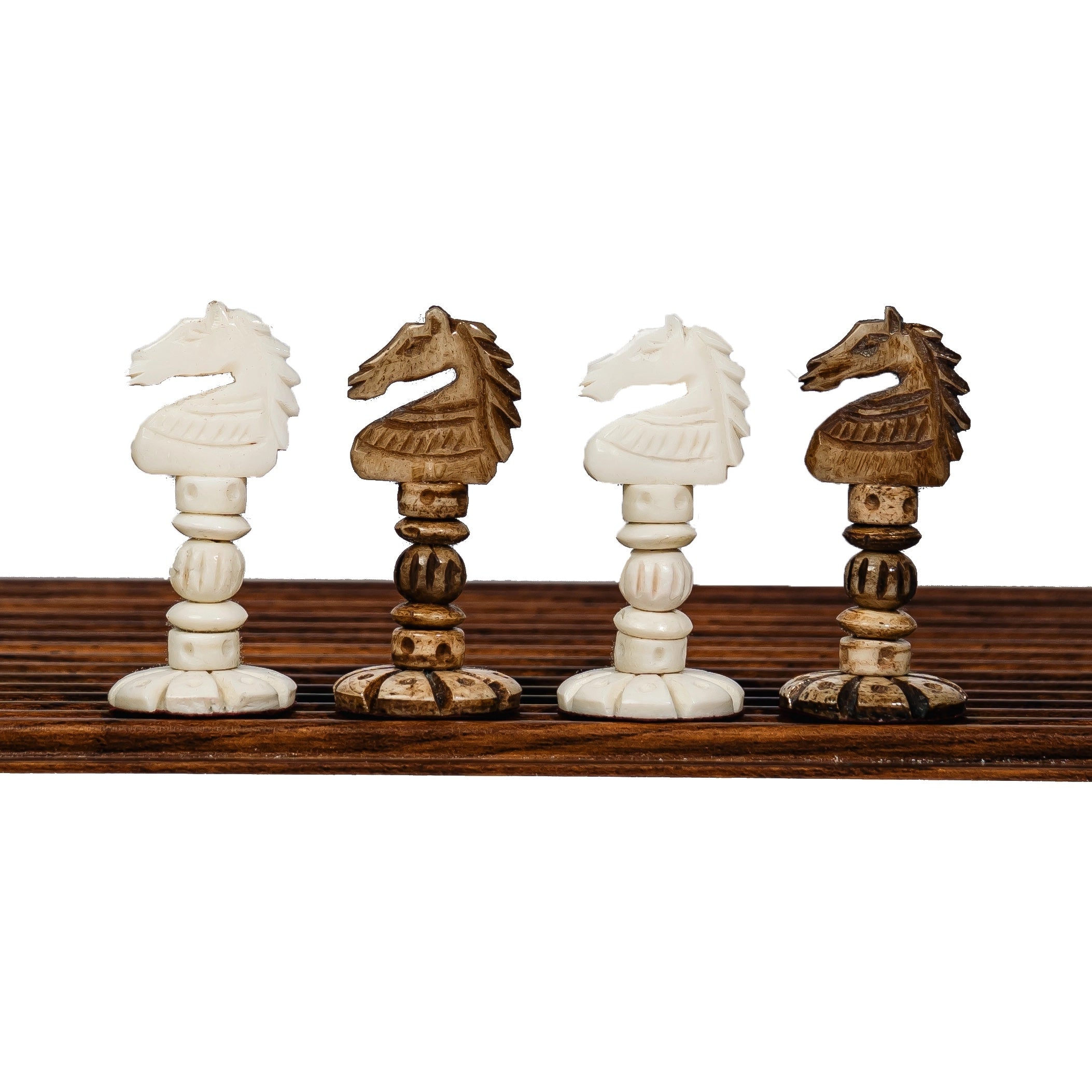 4” ANIMAL THEME CAMEL BONE CHESS PIECES WITH 16” GOLDEN ROSEWOOD CHESS BOARD