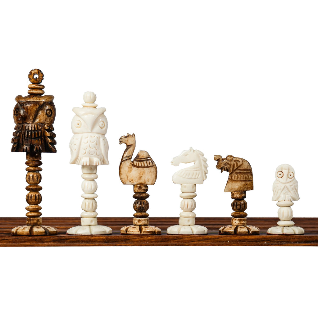 4” ANIMAL THEME CHESS PIECES - CAMEL BONE SERIES