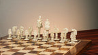 4” ANIMAL THEME CAMEL BONE CHESS PIECES WITH 16” GOLDEN ROSEWOOD CHESS BOARD