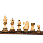 3.75” BURNT STAUNTON WEIGHTED CHESS PIECES WITH 21”GOLDEN ROSEWOOD CHESS BOARD & BOX