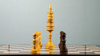 8” LOTUS CARVING WEIGHTED CHESS PIECES WITH 23” GOLDEN ROSEWOOD CHESS BOARD
