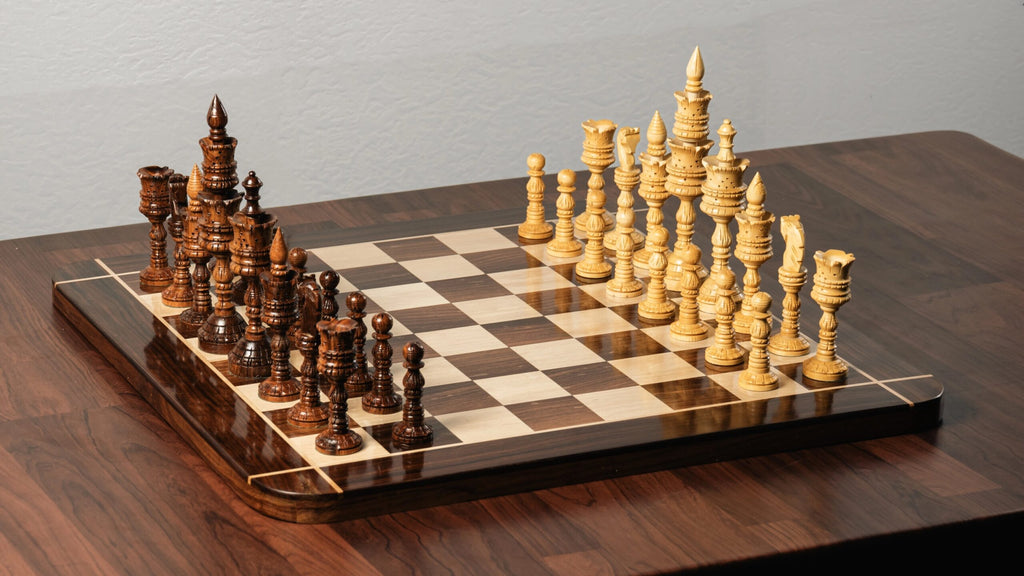 8” JUMBO LOTUS CARVING WEIGHTED CHESS PIECES