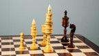 8” LOTUS CARVING WEIGHTED CHESS PIECES WITH 23” GOLDEN ROSEWOOD CHESS BOARD