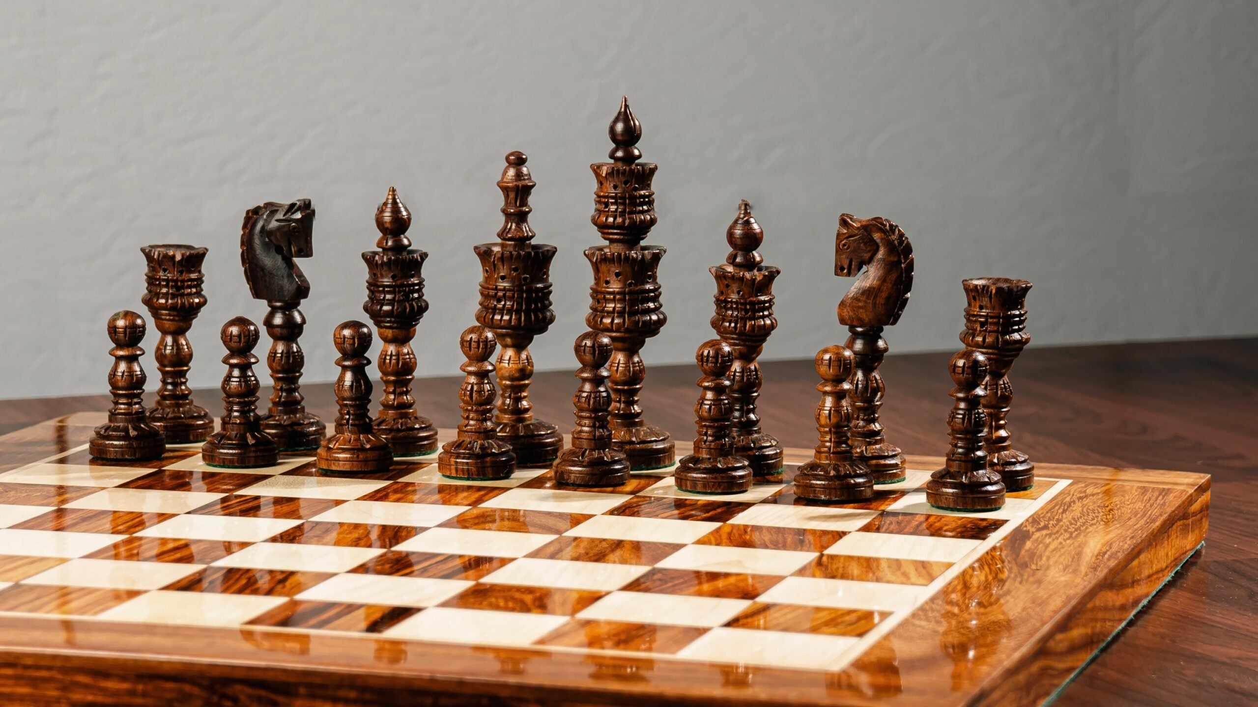 4.75” LOTUS SERIES WOODEN WEIGHTED CHESS PIECES