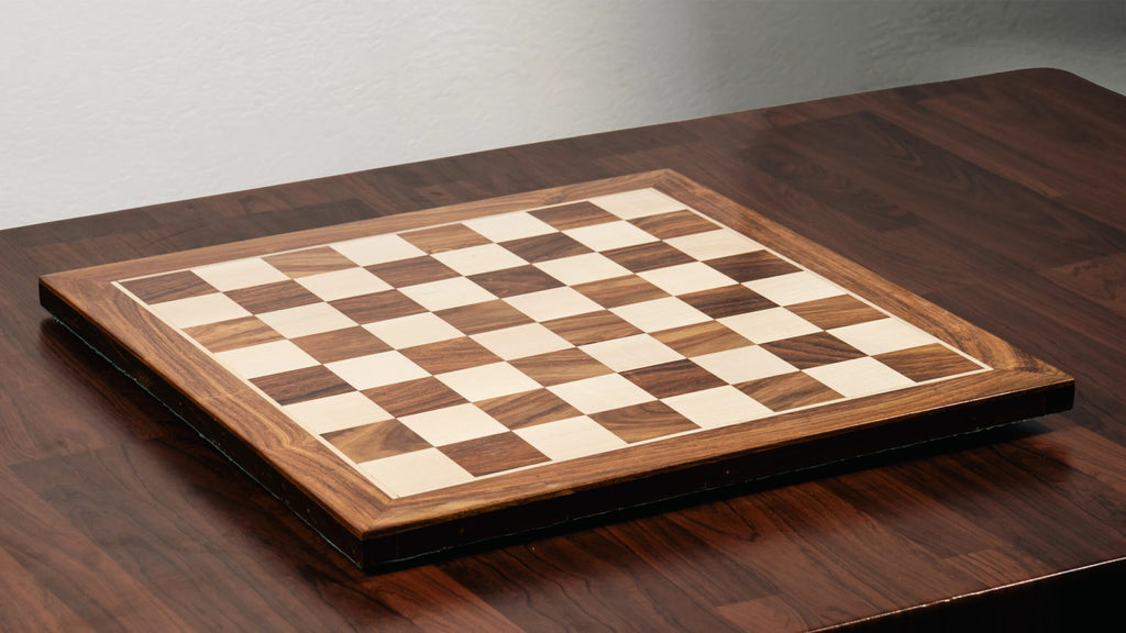 3.8” MINSK 1960’s SOVIET RUSSIAN DOUBLE WEIGHTED CHESS PIECES, 21” GOLDEN ROSEWOOD CHESS BOARD & BOX