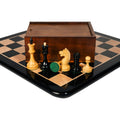 Premium wooden chess board with Soviet Russian ebonised chess pieces – luxury Indian chess set with storage box