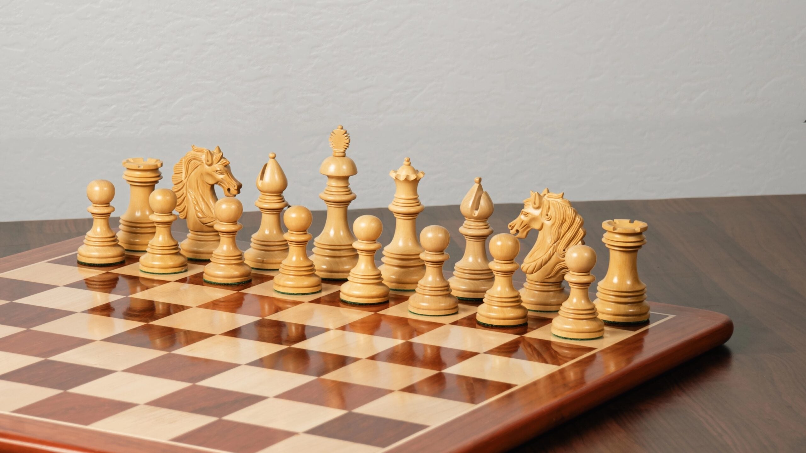 4.4” PRESTIGE LUXURY STAUNTON PADAUK WOOD CHESS PIECES - TRIPLE WEIGHTED