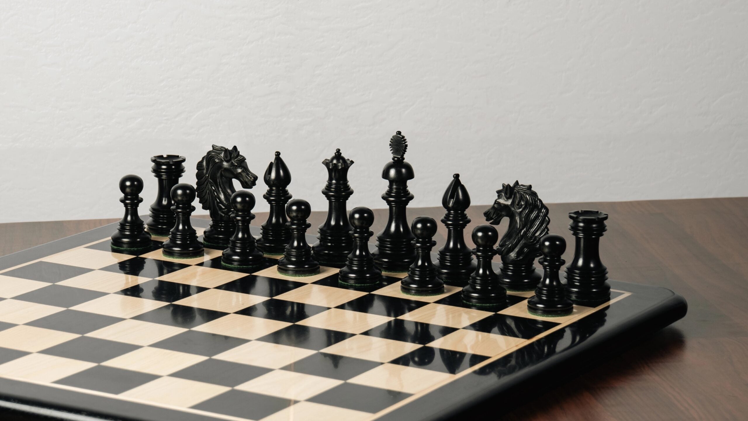 4.4” PRESTIGE LUXURY STAUNTON EBONY WOOD CHESS PIECES - TRIPLE WEIGHTED